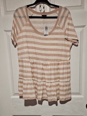 Torrid Tan and White Striped Peplum Top